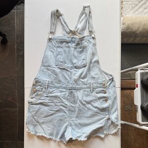 American Eagle Light Blue Denim Short Overalls